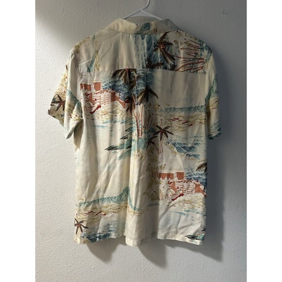 TORI RICHARD Hawaiian Button Shirt Mens M, Viscose Tan/Red C 44” L29” - Picture 4 of 6